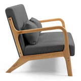 Mid-century Upholstered Accent Sofa in solid wood for 2