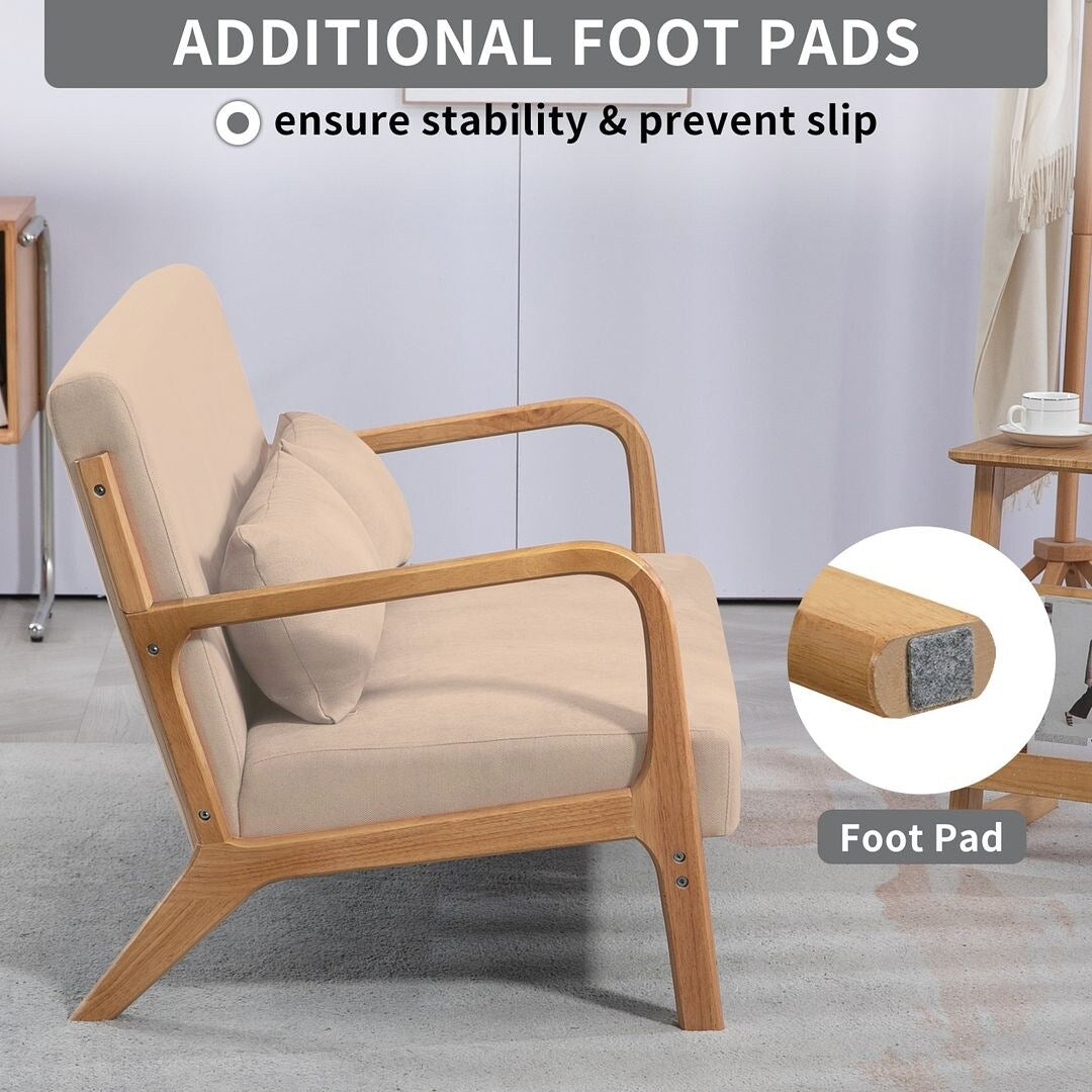 Mid-century Upholstered Accent Sofa in solid wood for 2