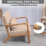 Mid-century Upholstered Accent Sofa in solid wood for 2