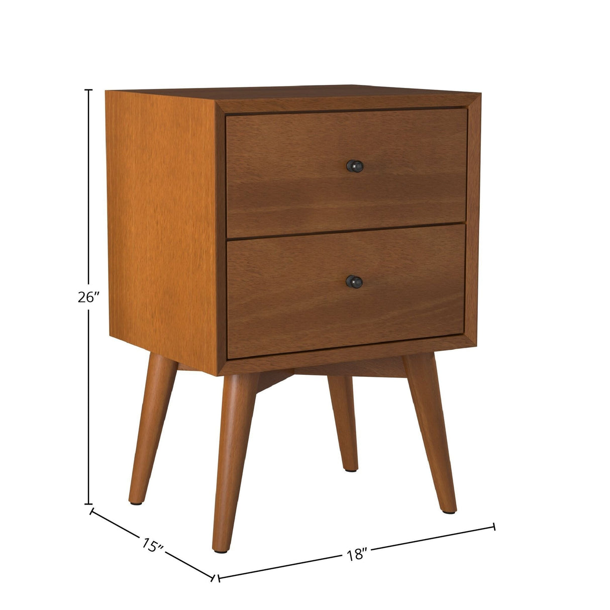 Mid-century Wood/Veneer 2-drawer Nightstand