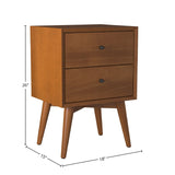 Mid-century Wood/Veneer 2-drawer Nightstand