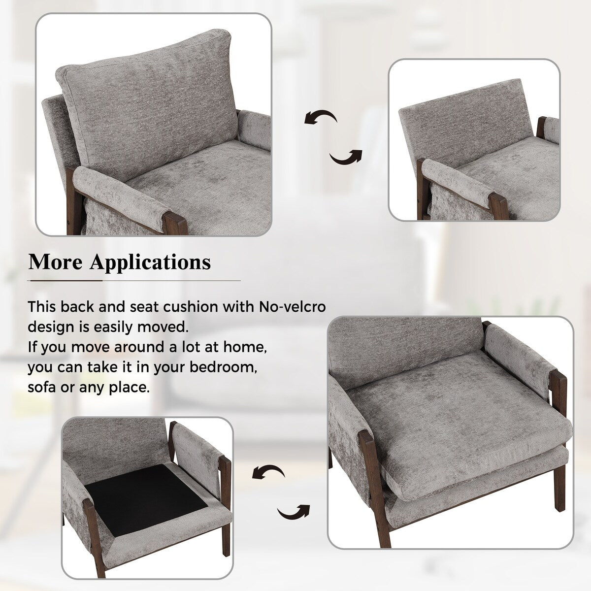 Mid-century modern velvet upholstered chair, lounge chair with padded seat cushion for living room, bedroom, studio