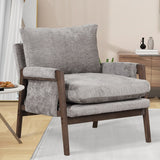 Mid-century modern velvet upholstered chair, lounge chair with padded seat cushion for living room, bedroom, studio