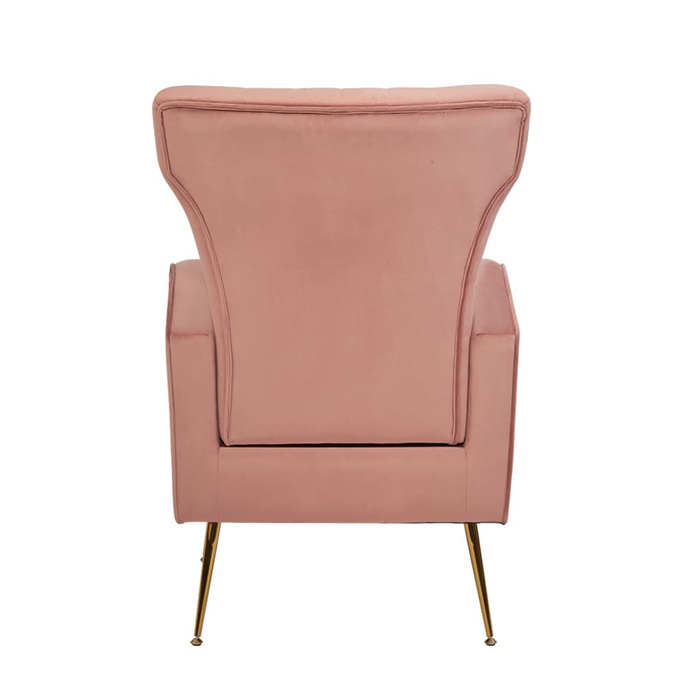 Midcentury Style Luxury Velvet Accent Chair, Wingback Arm Chair with Gold Legs, Upholstered Single Sofa for Living Room Bedroom