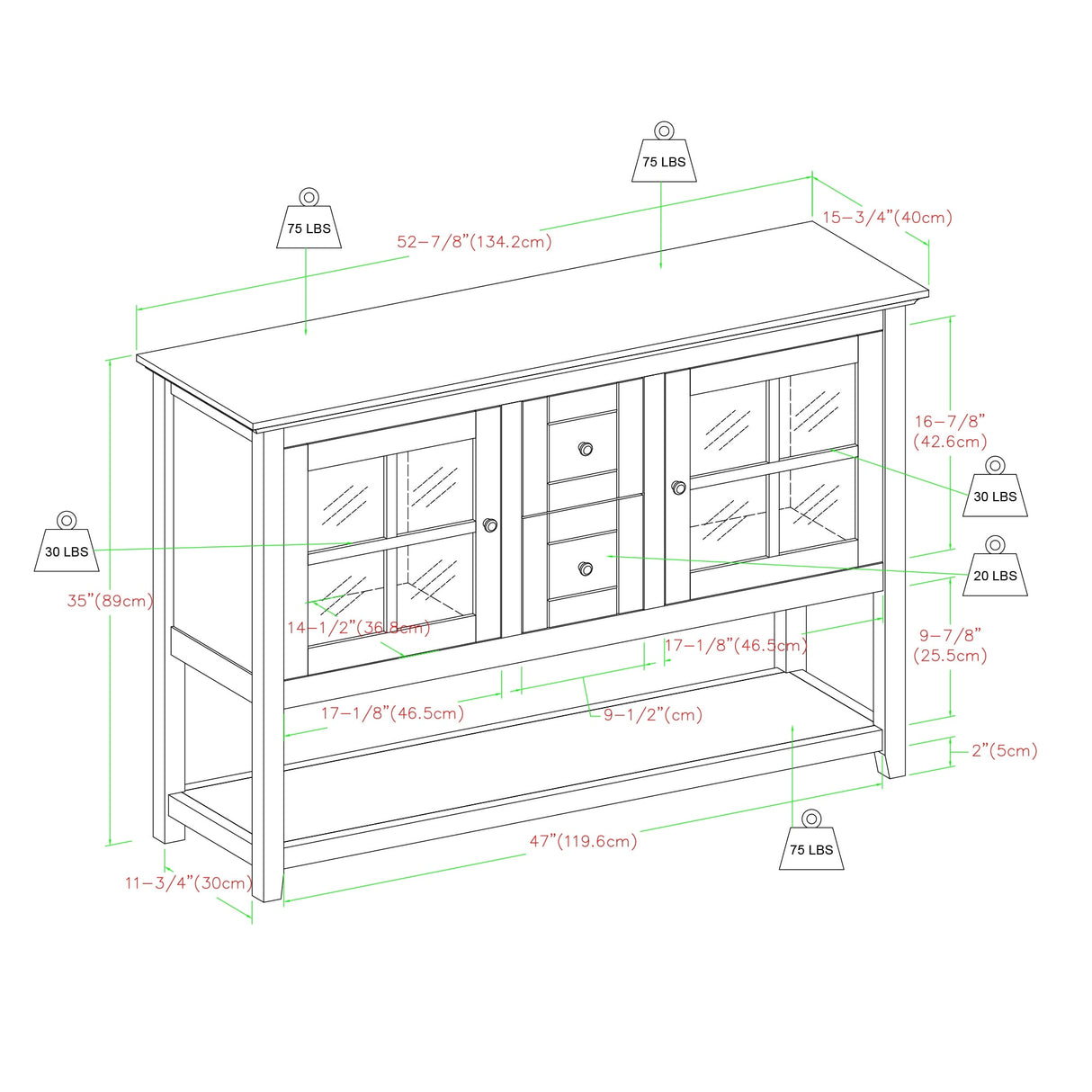 Middlebrook 52-inch Black Buffet Cabinet TV Console