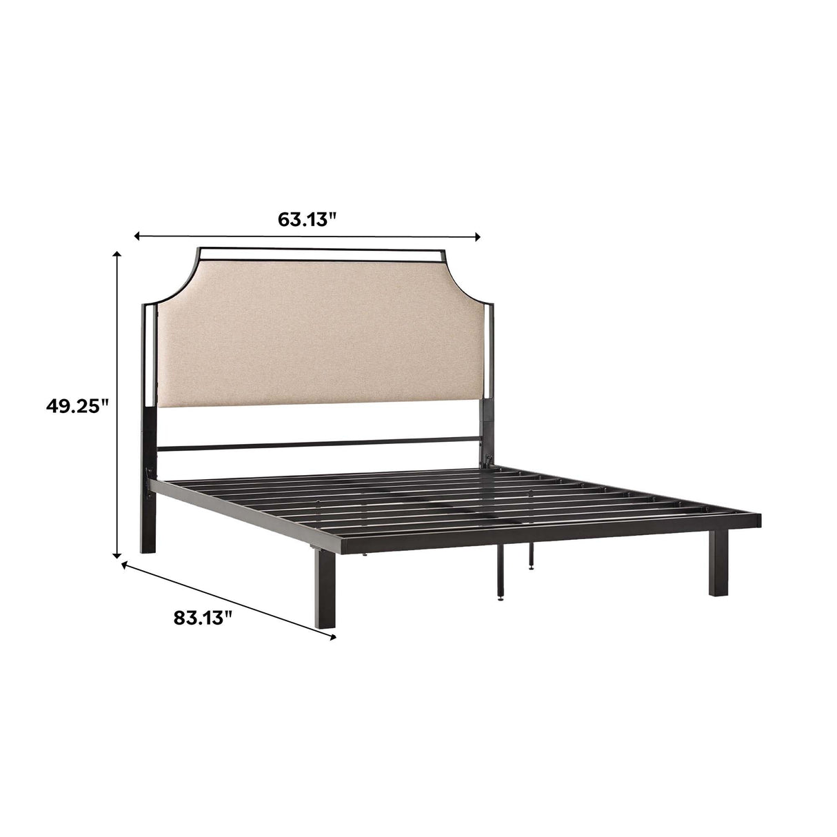 Middlebrook Designs Upholstered Curved Metal Queen Bedframe