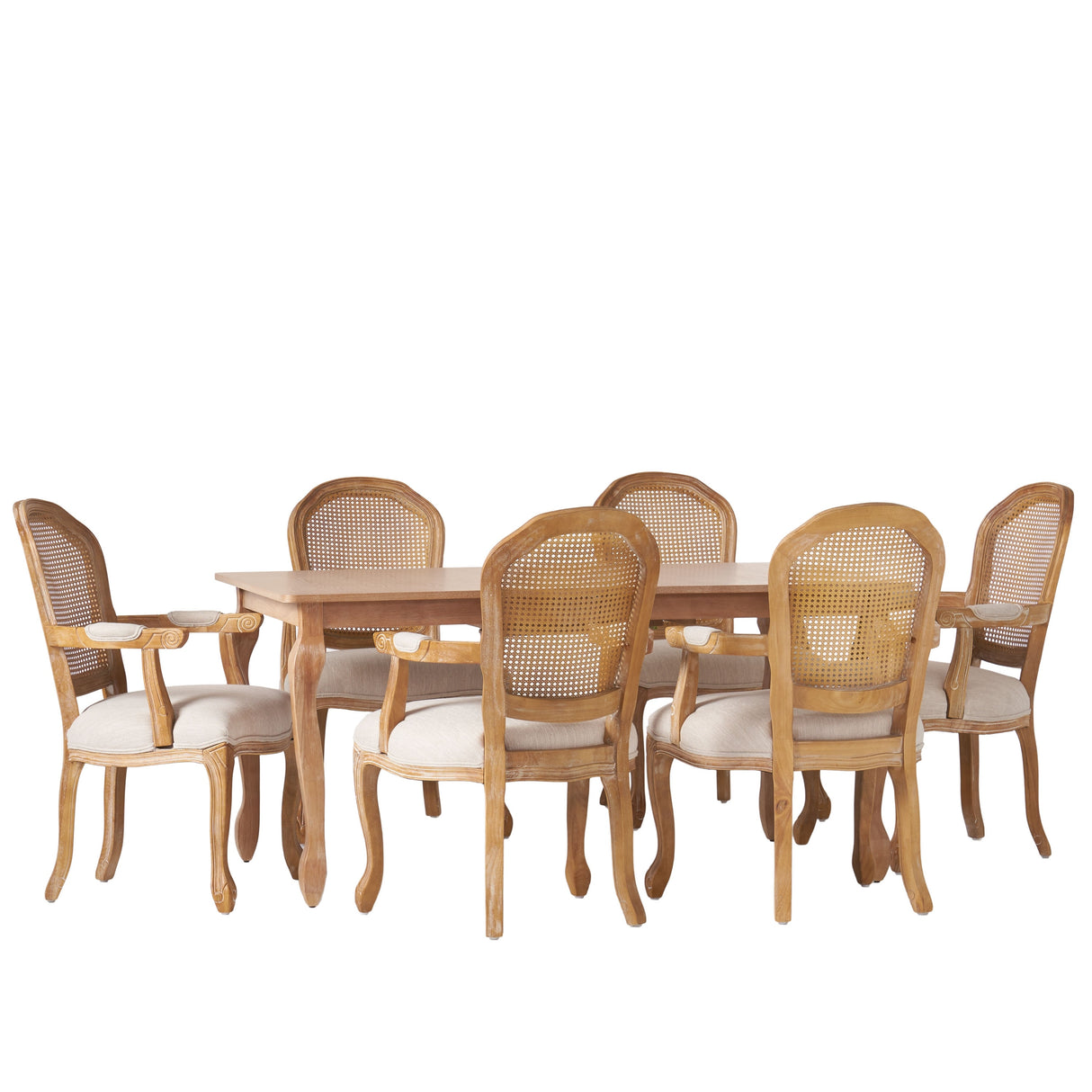 Midland Wood and Cane Upholstered Expandable 7 Piece Dining Set by Christopher Knight Home