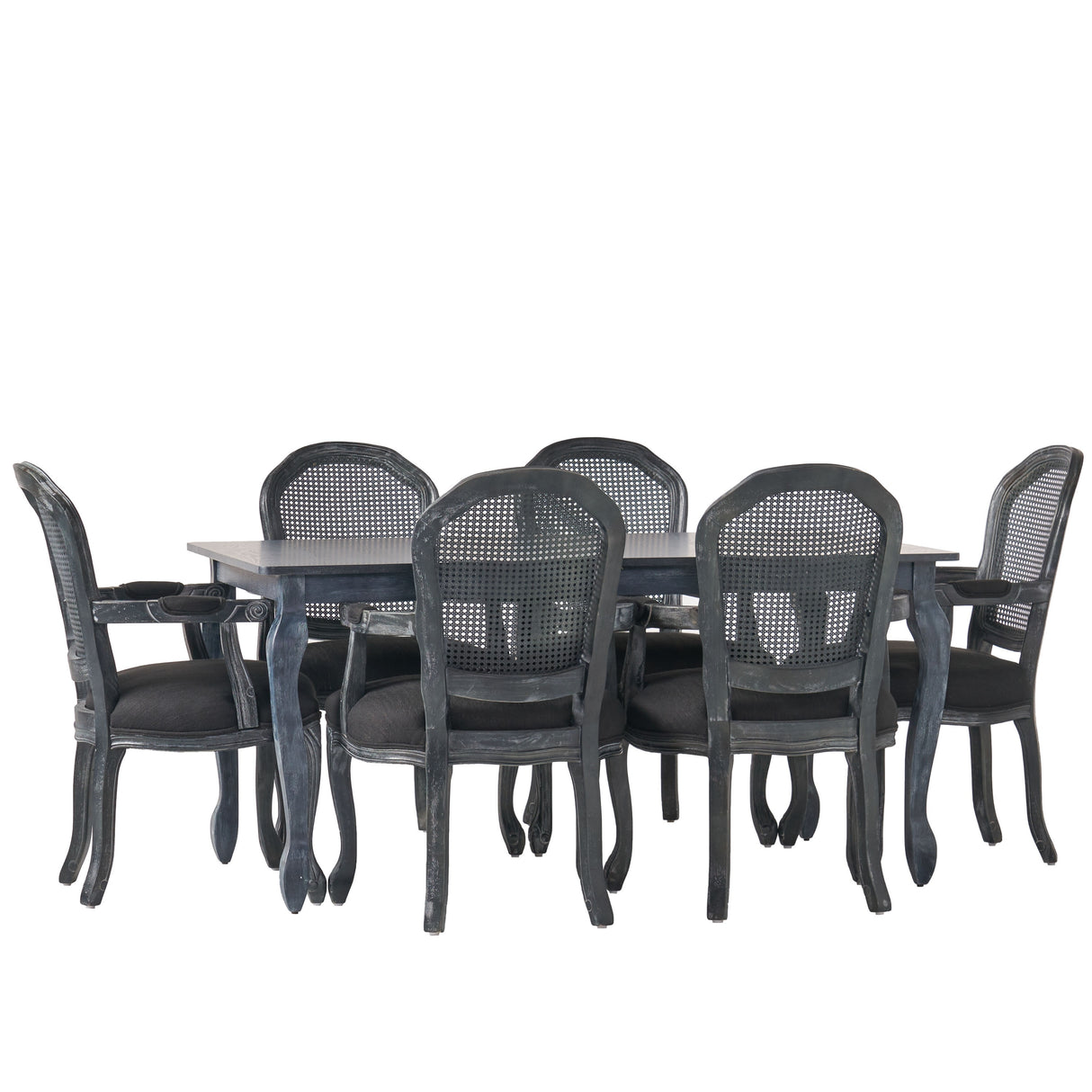 Midland Wood and Cane Upholstered Expandable 7 Piece Dining Set by Christopher Knight Home