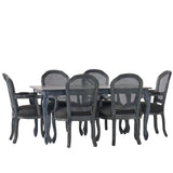 Midland Wood and Cane Upholstered Expandable 7 Piece Dining Set by Christopher Knight Home
