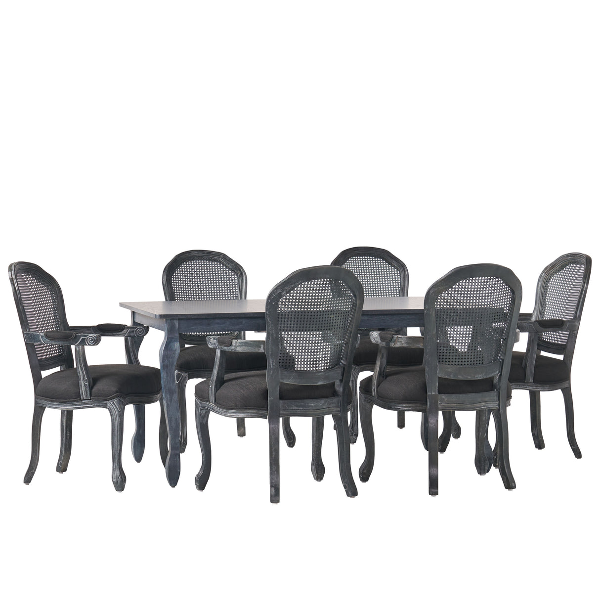 Midland Wood and Cane Upholstered Expandable 7 Piece Dining Set by Christopher Knight Home