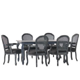 Midland Wood and Cane Upholstered Expandable 7 Piece Dining Set by Christopher Knight Home