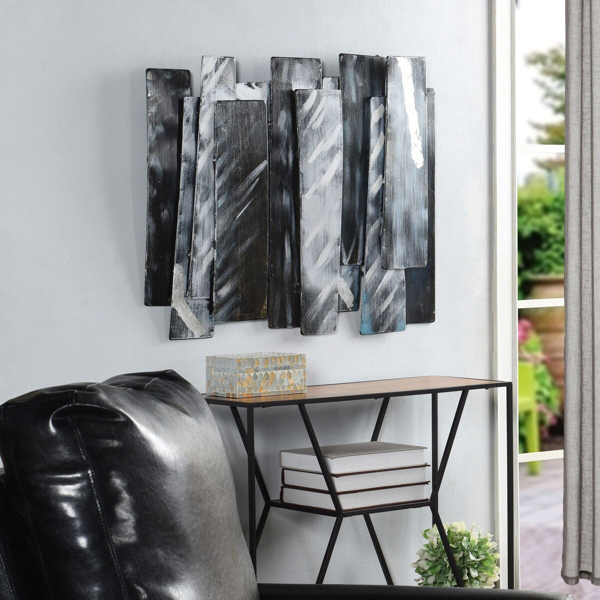 Midnight Aluminum - Layered Metal Wall Decor With Silver Foil Accents