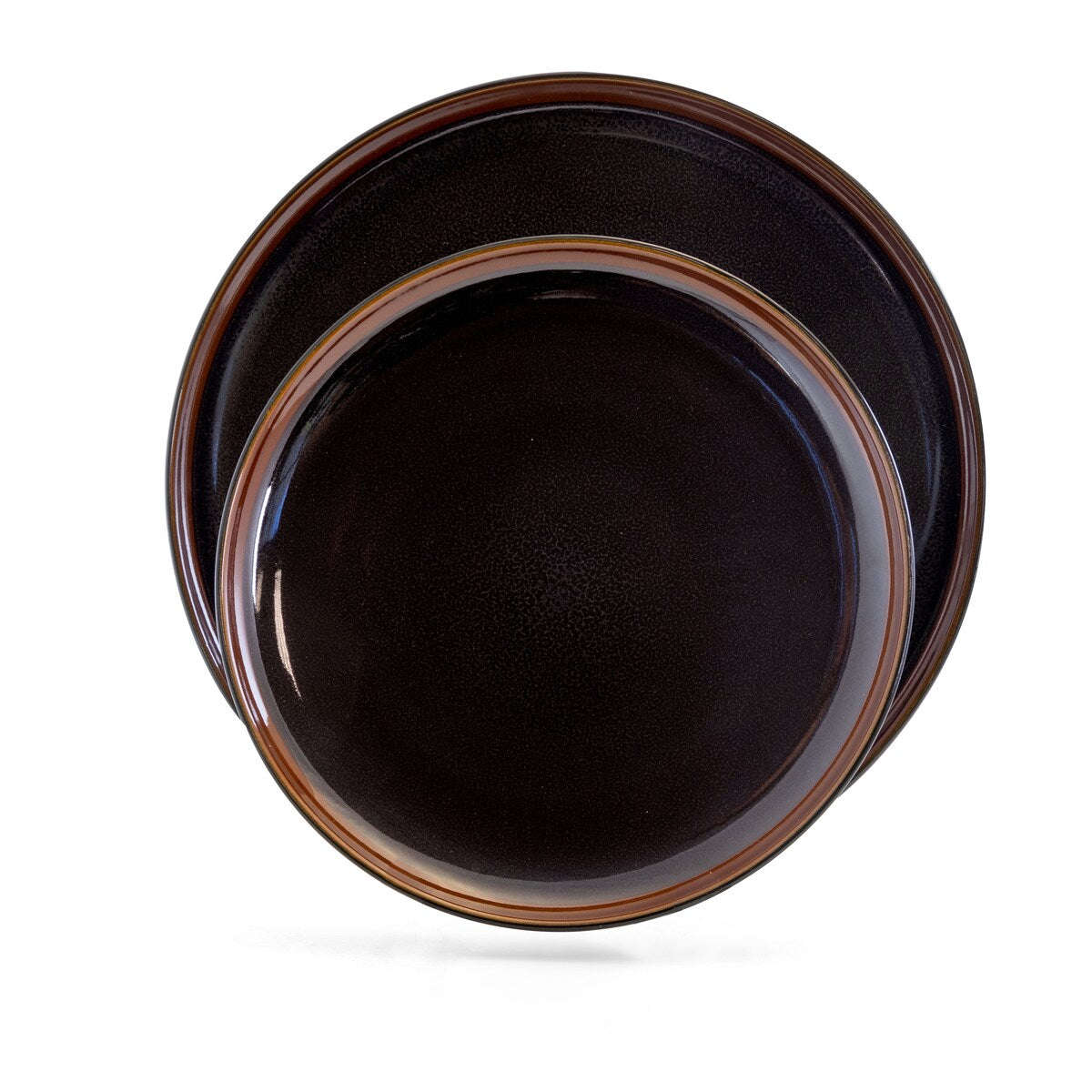 Midnight Beach 16 Pieces Round Stoneware Dinnerware Set in Metallic Black