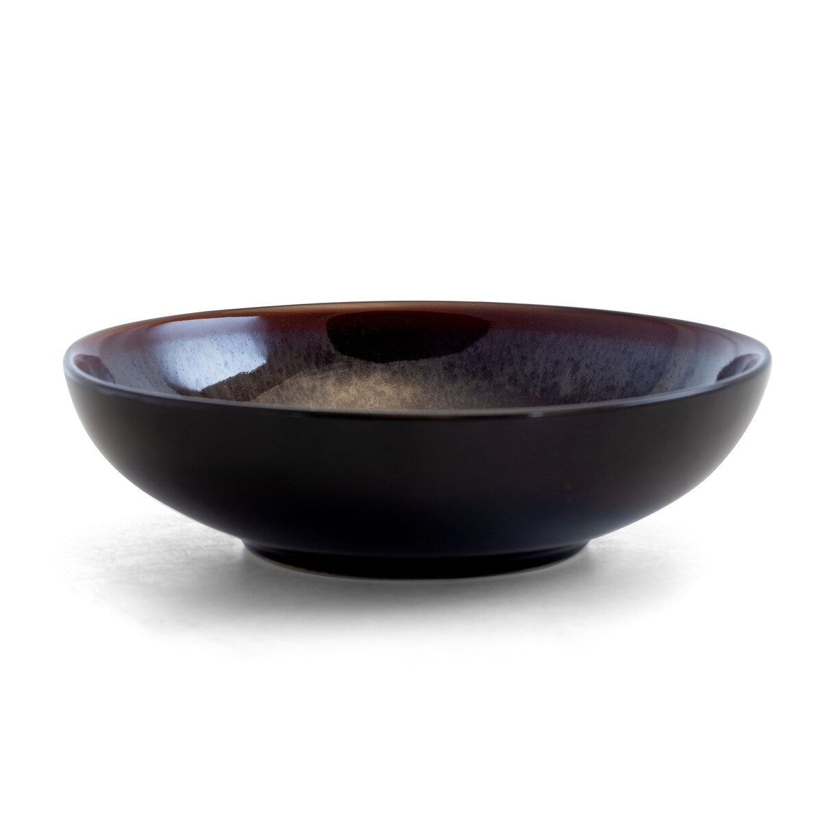Midnight Beach 16 Pieces Round Stoneware Dinnerware Set in Metallic Black