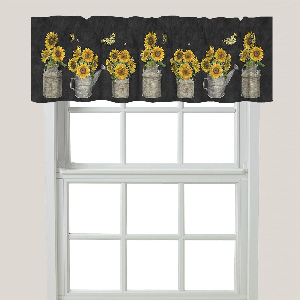 Midnight Sunflower Window Valance - 60" x 18"