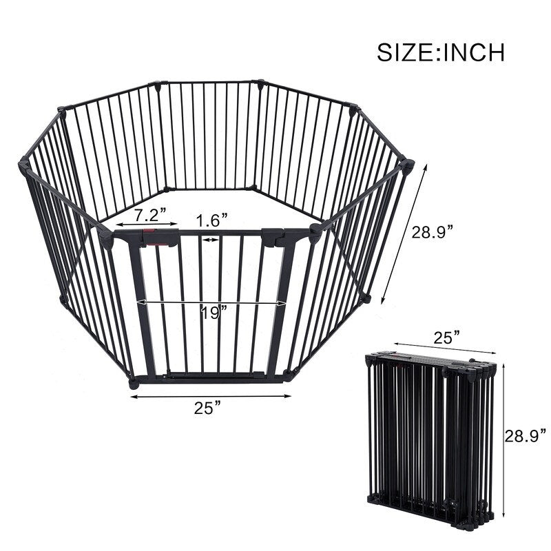 Mieres 200 "Extra Wide Dog Playpen, Collapsible Pet Playpen, Free-Standing Self-Closing Pet Safety Gate, 8-Board Play Fence