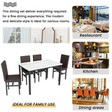 Mieres 5 Pieces Faux Marble Dining Table Set with 4 Upholstered PU Leather Chairs