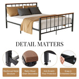 Mieres Industrial Metal Platform Bed Frame with Headboard & Footboard