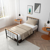 Mieres Industrial Metal Platform Bed Frame with Headboard & Footboard
