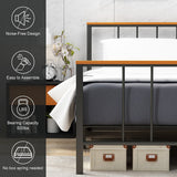 Mieres Industrial Metal Platform Bed Frame with Headboard & Footboard