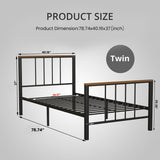 Mieres Industrial Metal Platform Bed Frame with Headboard & Footboard