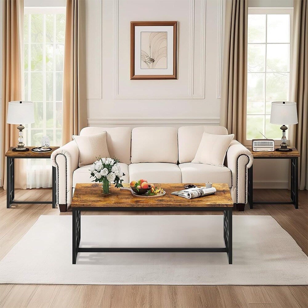 Mieres Industrial Style 3-Piece Coffee Table Set for Living Room