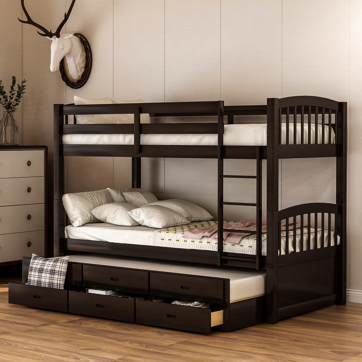 Miguel Twin over Twin Bunk Bed with Trundle, Drawers