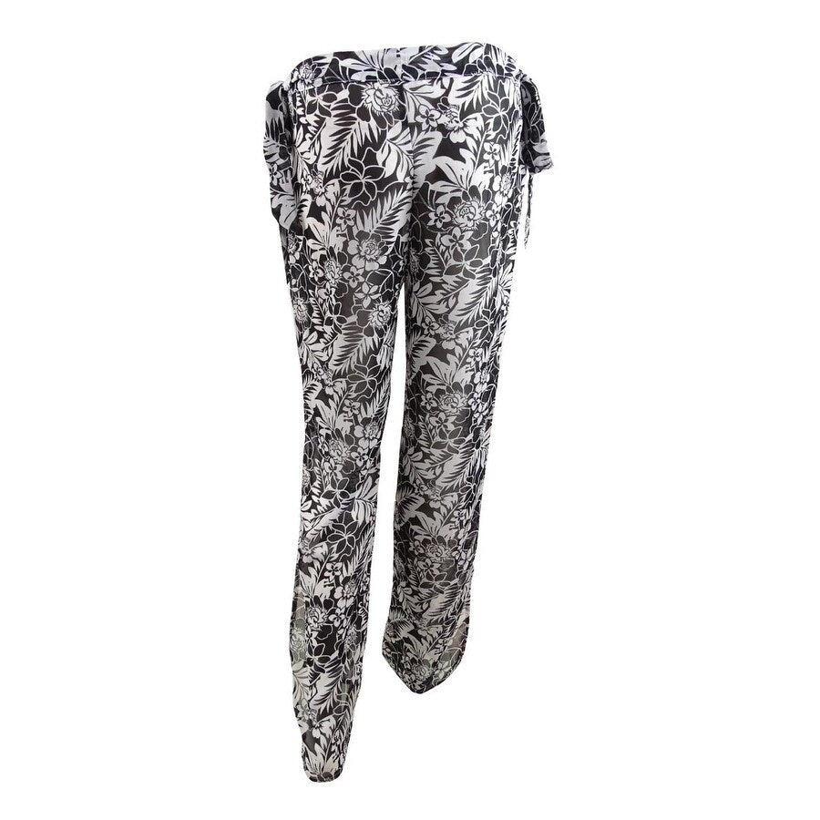 Miken Women's Side-Slit Chiffon Pants Swim Cover-Up
