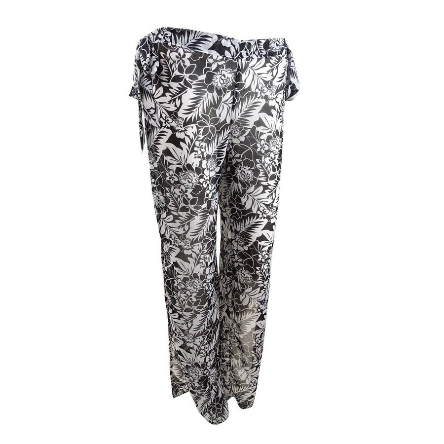 Miken Women's Side-Slit Chiffon Pants Swim Cover-Up