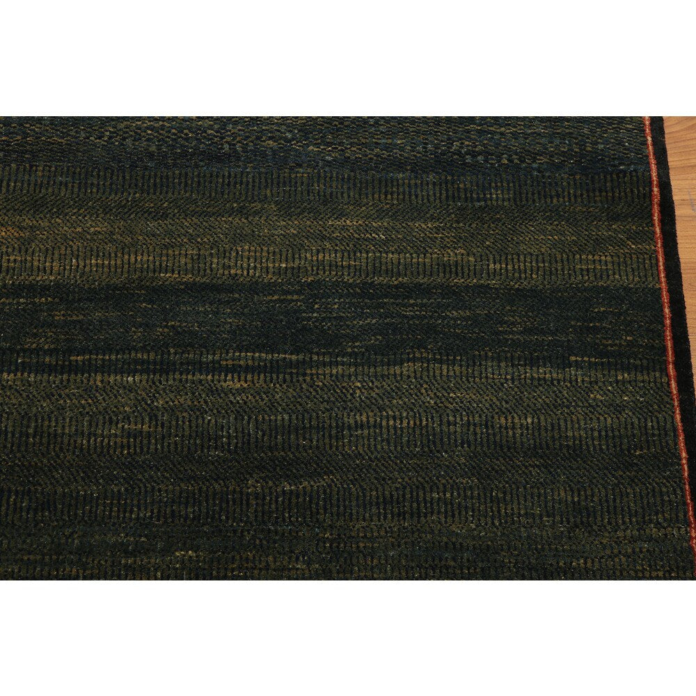 Mikhaelin Kohlberg Contemporary Pure Wool Persian Runner Rug - Blue/Rust - 2'8" x 10'5"