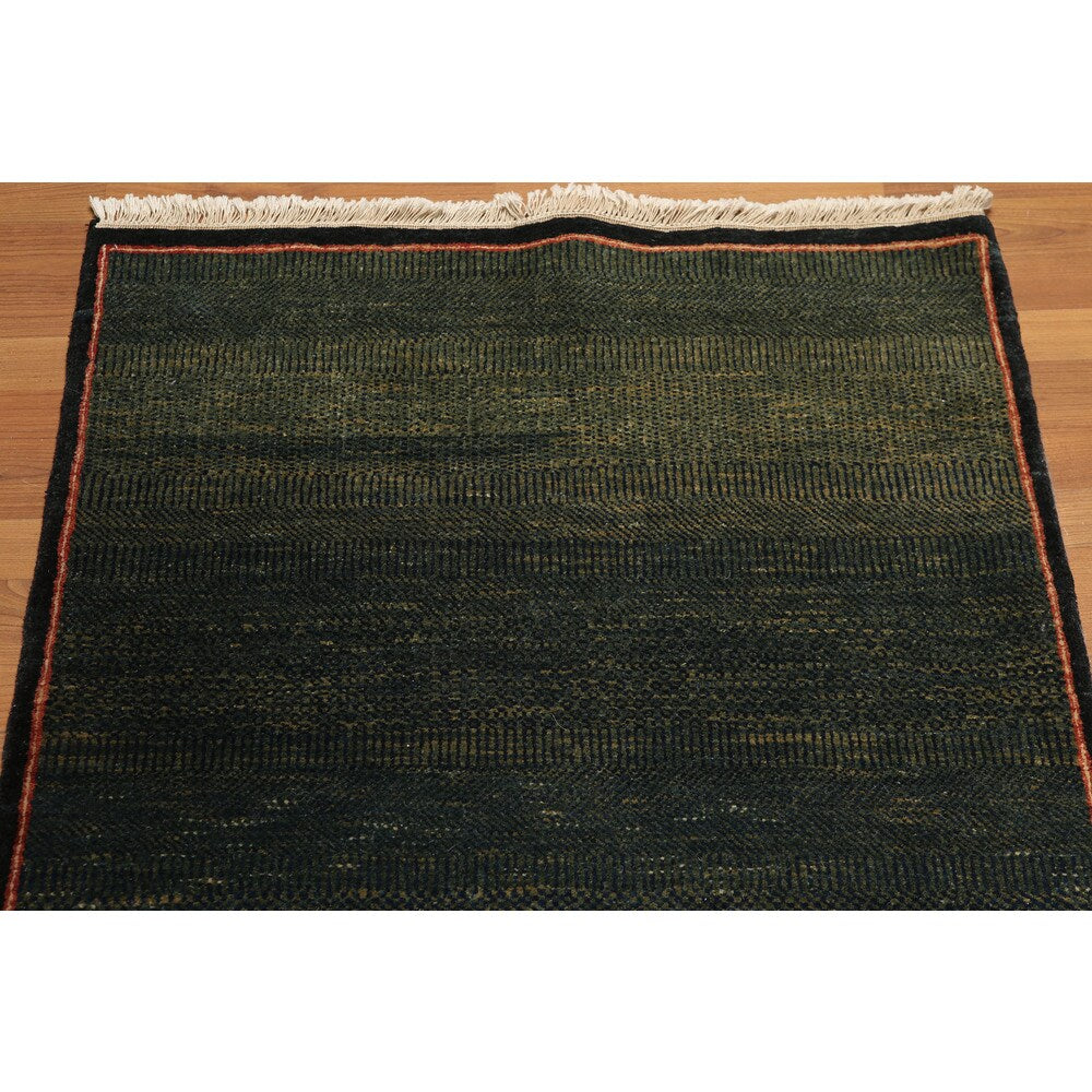 Mikhaelin Kohlberg Contemporary Pure Wool Persian Runner Rug - Blue/Rust - 2'8" x 10'5"