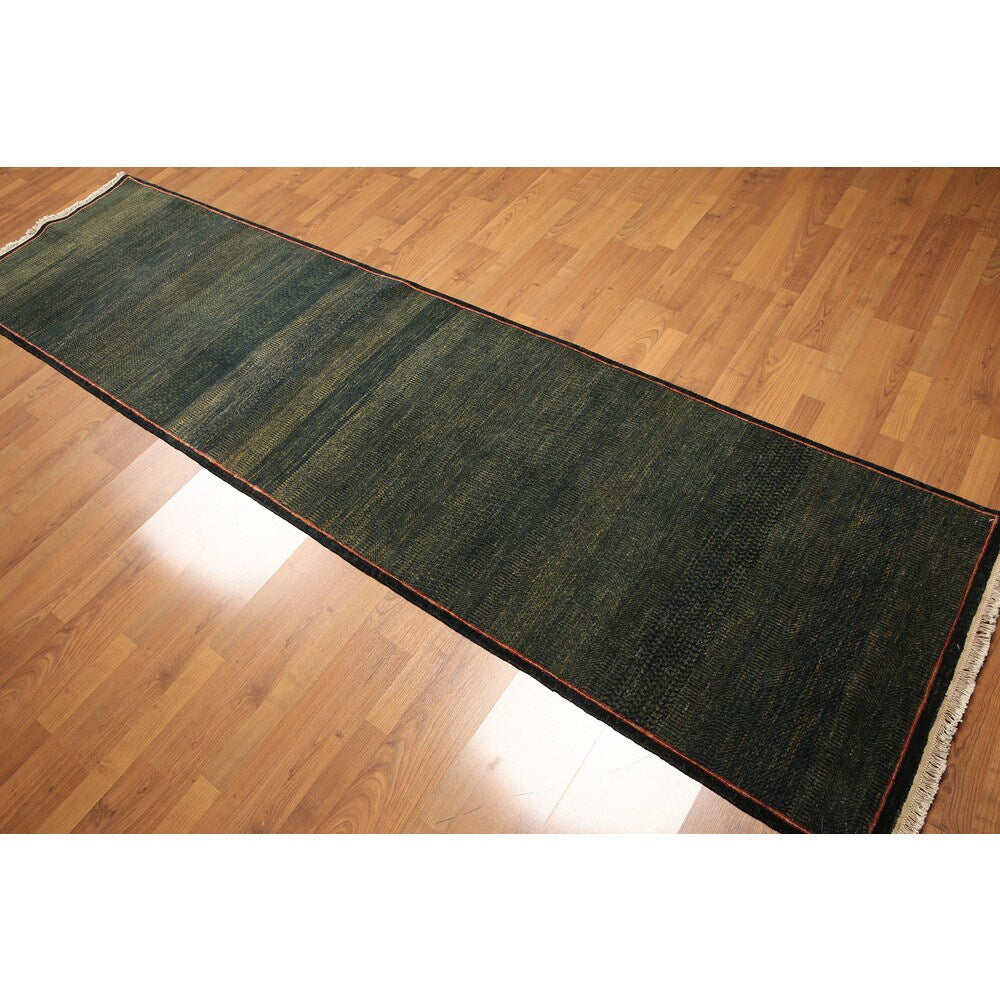 Mikhaelin Kohlberg Contemporary Pure Wool Persian Runner Rug - Blue/Rust - 2'8" x 10'5"