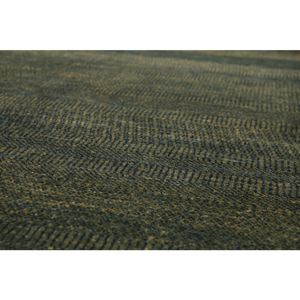 Mikhaelin Kohlberg Contemporary Pure Wool Persian Runner Rug - Blue/Rust - 2'8" x 10'5"