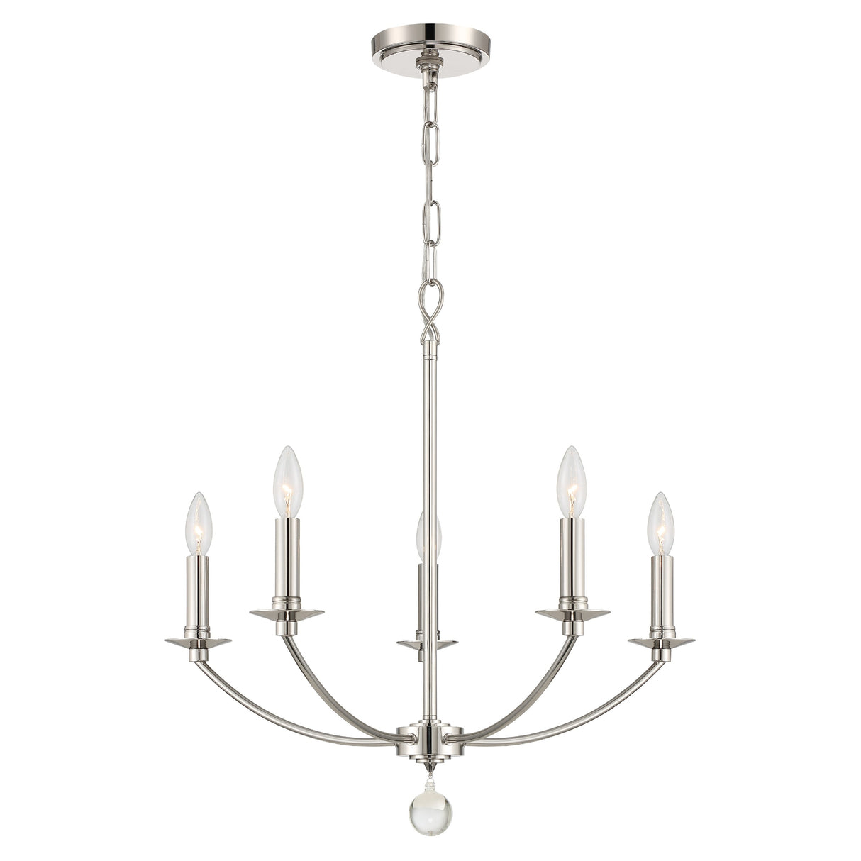 Mila 5 Light Polished Nickel Chandelier - 23"W x 24"H