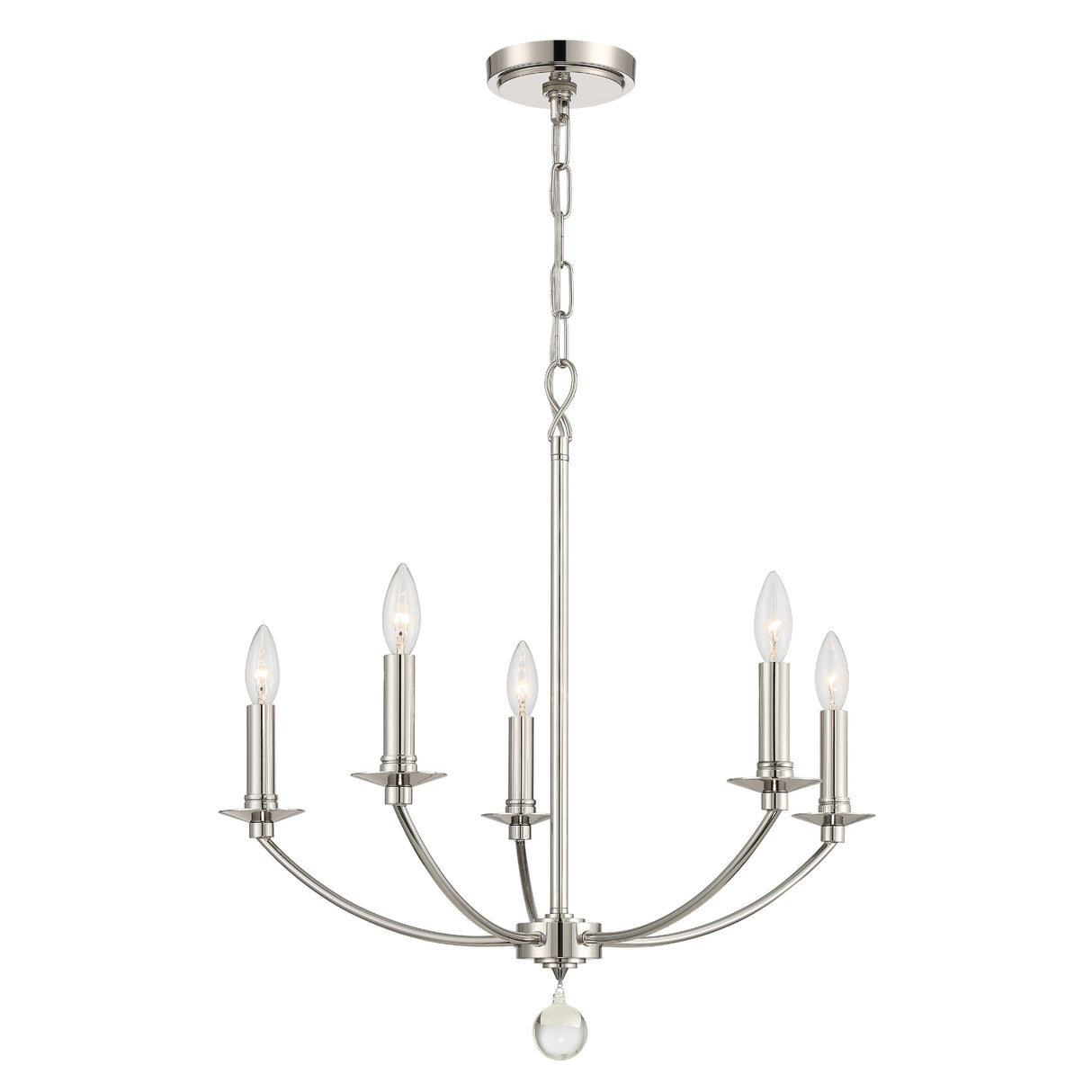 Mila 5 Light Polished Nickel Chandelier - 23"W x 24"H