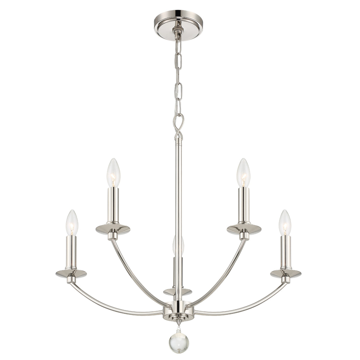 Mila 5 Light Polished Nickel Chandelier - 23"W x 24"H