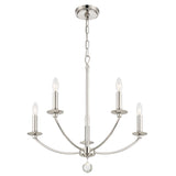 Mila 5 Light Polished Nickel Chandelier - 23"W x 24"H