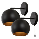 Mila 7" 1-Light Modern Midcentury Iron LED Sconce with Pull-Chain Switch, Brass Gold (Set of 2) by JONATHAN Y