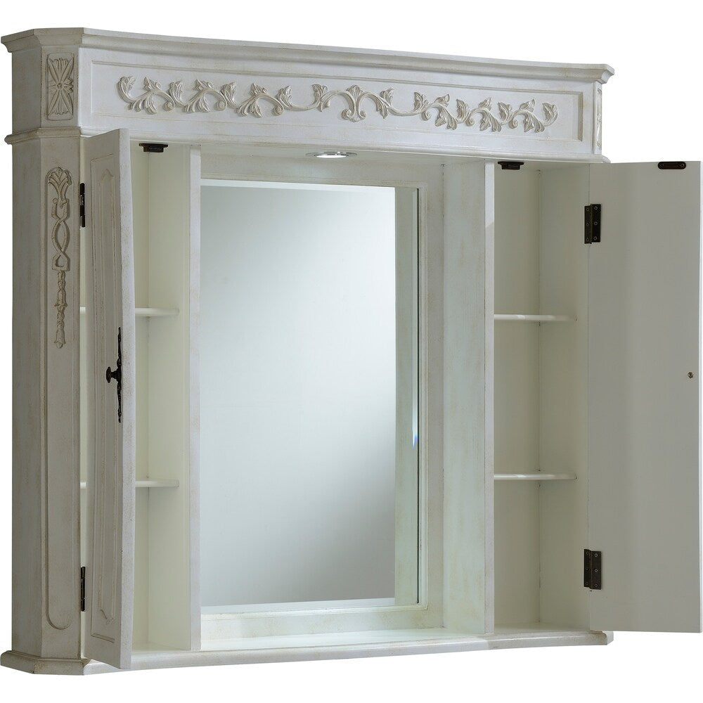 Milan 42" Antique White Medicine Cabinet - Antique White
