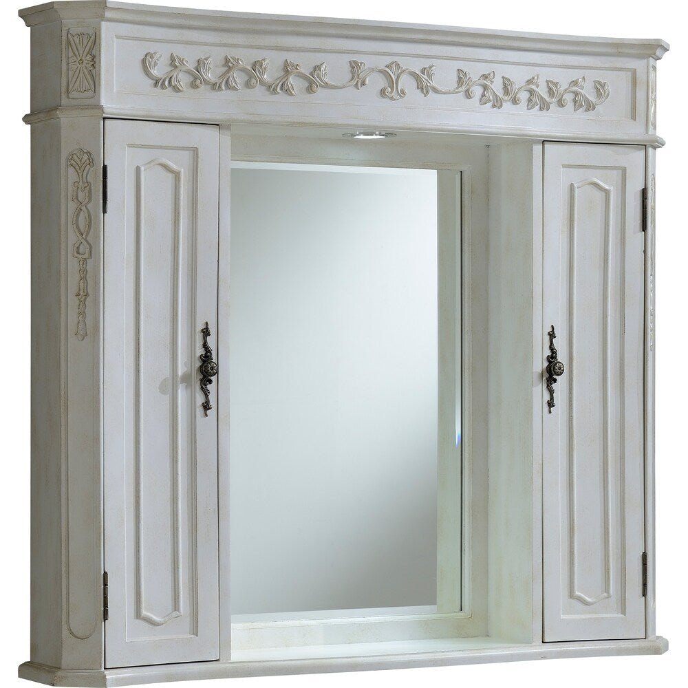 Milan 42" Antique White Medicine Cabinet - Antique White