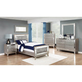 Milan Metallic Mercury 5-piece Panel Bedroom Set with 2 Nightstands