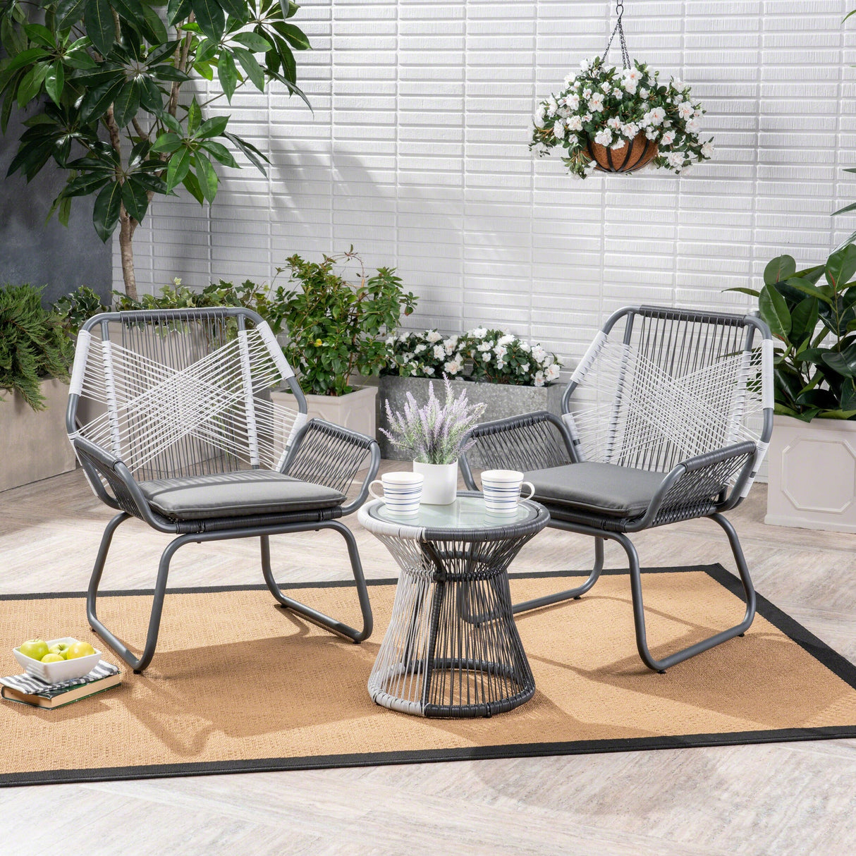 Milan Outdoor 3-pc. Wicker Chat Set by Christopher Knight Home