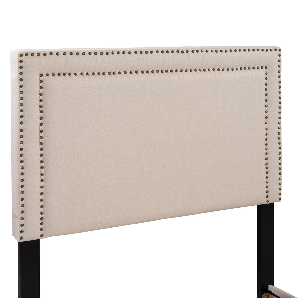 Milan Upholstered Platform Bed with Wooden Slats and Nailhead Detail, Twin
