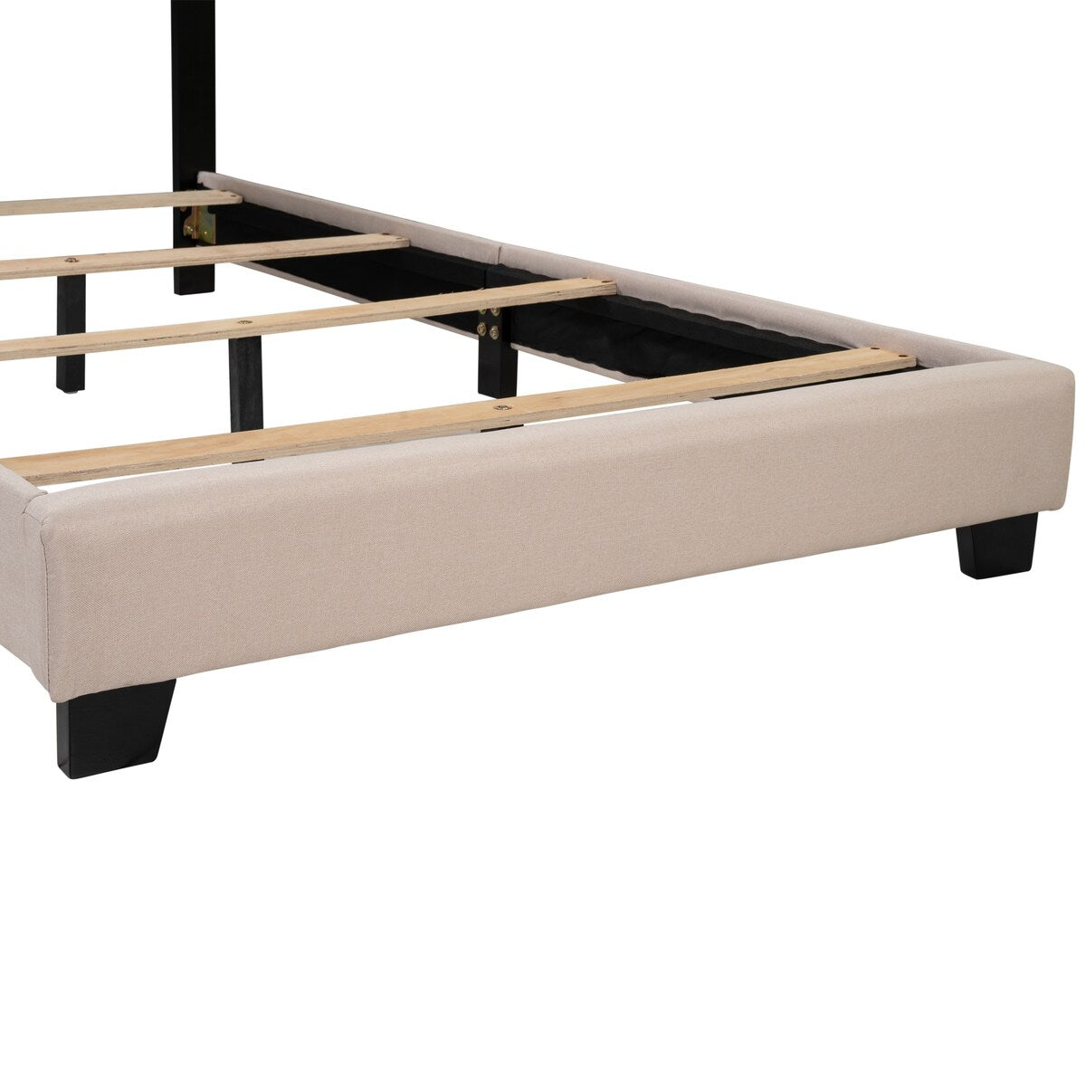 Milan Upholstered Platform Bed with Wooden Slats and Nailhead Detail, Twin