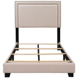 Milan Upholstered Platform Bed with Wooden Slats and Nailhead Detail, Twin
