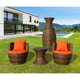 Milana Orange Resin Wicker 3 pc Patio Conversation Bistro Set