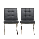 Milania Modern Button Tufted Leather Dining Chairs (Set of 2) by Christopher Knight Home