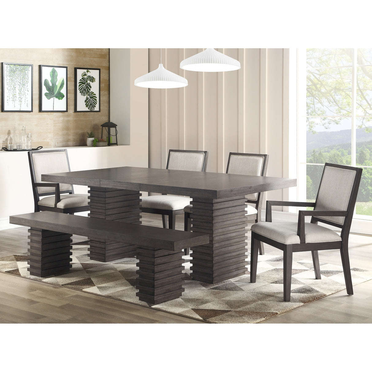 Steve Silver Milano 78-Inch Contemporary Wooden Dining Table - Grey-Brown