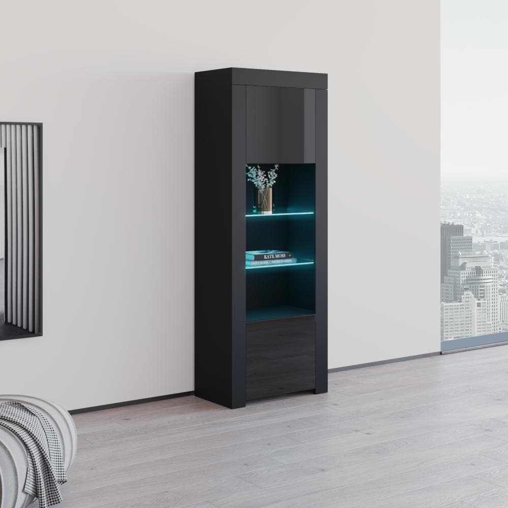 Milano Matte LED Bookcase w/ High-gloss Front