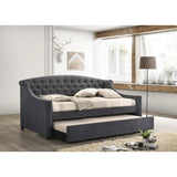 Milenge Grey Twin Upholstered Tufted Daybed with Trundle